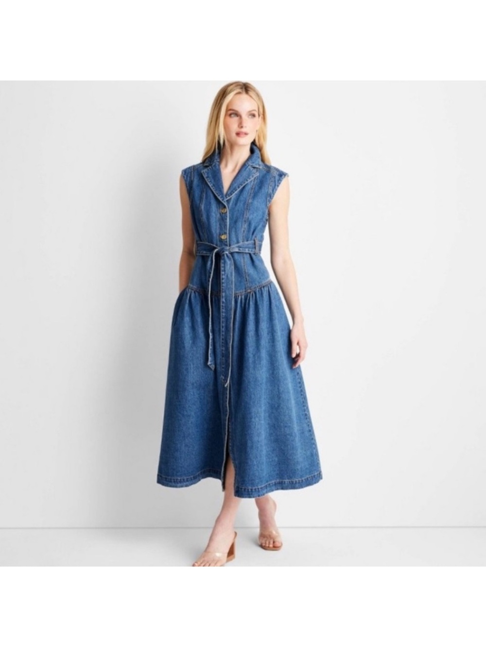 Universal thread Women Tie-Waist Midi A-Line Dress